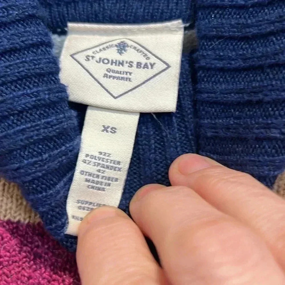 St. John’s Bay multicolored turtle neck sweater with side buttons size XS. - Picture 5 of 7